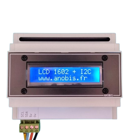 C'est un afficheur LCD1602 avec liaison I2C dans un boitier rail DIN prêt à l'emploi pour Arduino et Raspberry
