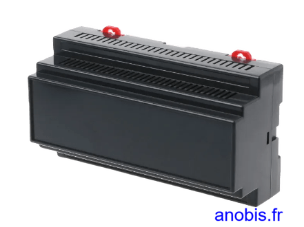 C'est un boitier pour Rail Din pour incorporer un circuit électronique, reference 1AA300433BK9M de couleur noire anobis